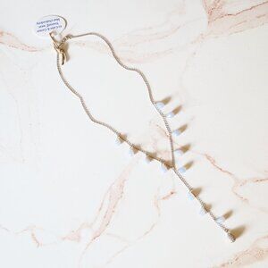 Chalcedony & Diamond Pave Teardrop Dangle Y Necklace - 925 Sterling (NWT)